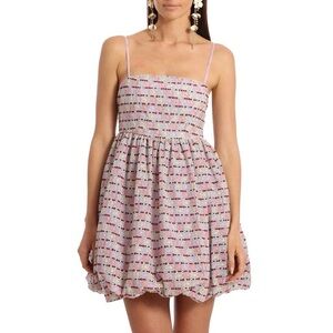 Avec Les Filles Geometric Embroidered Squares Sleeveless Bubble Mini Dress Sz 12